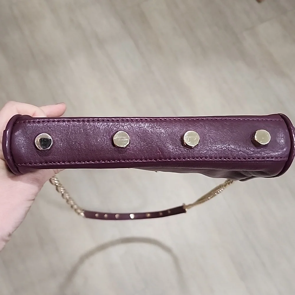 Rebecca Minkoff Zippered Crossbody Bag Chain Strap Leather Gold Hardware